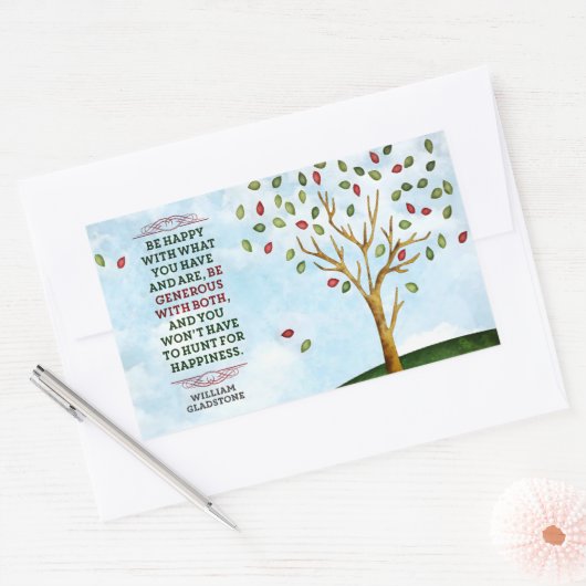 William Gladstone Inspirerend quote "Happiness" Rechthoekige Sticker (Envelop)