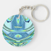 WILLIAM ~ Groen geel blauw rond acryl ~ Sleutelhanger (Achterkant)