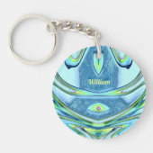 WILLIAM ~ Groen geel blauw rond acryl ~ Sleutelhanger (Voorkant)