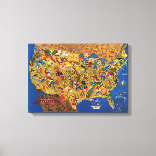 William Gropper's America - Cartoon Folklore Canvas Afdruk