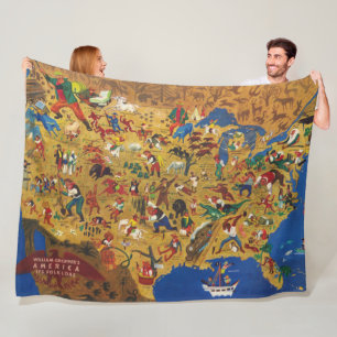 William Gropper's America - Cartoon Folklore Fleece Deken