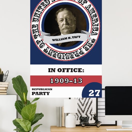 William H. Taft Presidential History Retro Poster (Thuiskantoor)