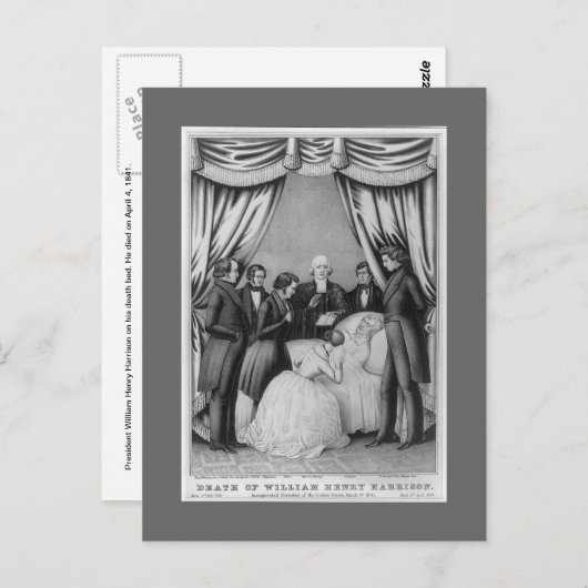 William Henry Harrison Death bed Briefkaart (Voorkant / Achterkant)