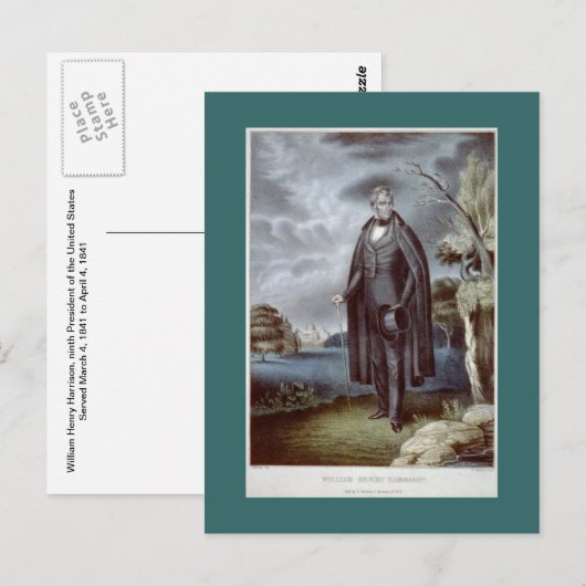 William Henry Harrison portret briefkaart (Voorkant / Achterkant)