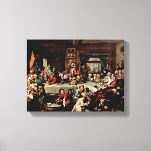 William Hogarth - Het banket Canvas Afdruk