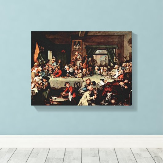 William Hogarth - Het banket Canvas Afdruk (Insitu (Houten vloer))