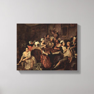 William Hogarth - Scene in een tavern Canvas Afdruk