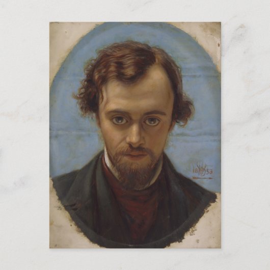 William Hunt- Portrait van Dante Gabriel Rossetti Briefkaart (Voorkant)