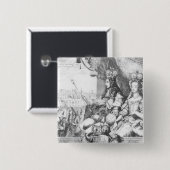 William III en Mary II Vierkante Button 5,1 Cm (Voorkant /achterkant)