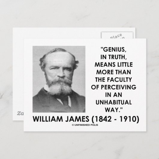 William James Genius die een ongewone weg volgt Briefkaart (Voorkant / Achterkant)