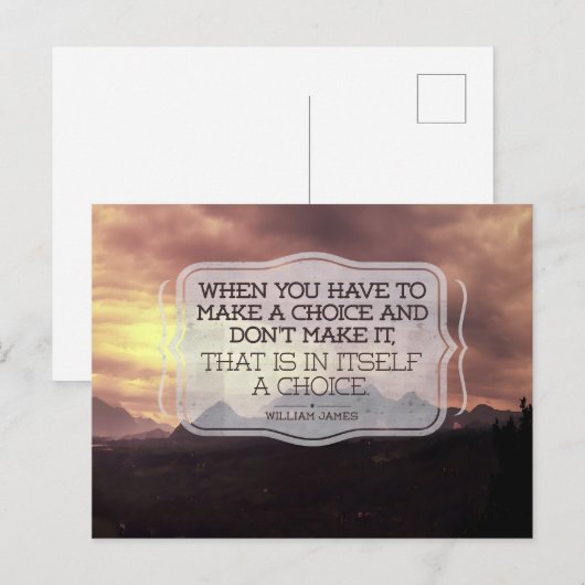 William James Inspirerend Quote "Keuze" Briefkaart (Voorkant / Achterkant)