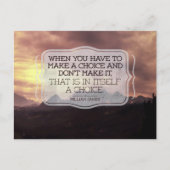 William James Inspirerend Quote "Keuze" Briefkaart (Voorkant)