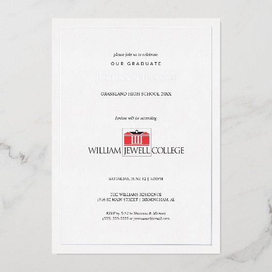 William Jewell Afstuderen Folie Uitnodiging (Voorkant)