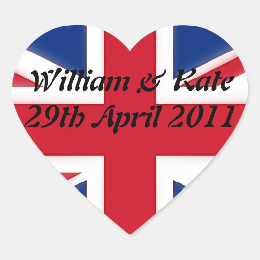 William & Kate - 29 april 2011 Hart Sticker (Voorkant)