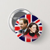 William & Kate British Flag Button (Voorkant /achterkant)