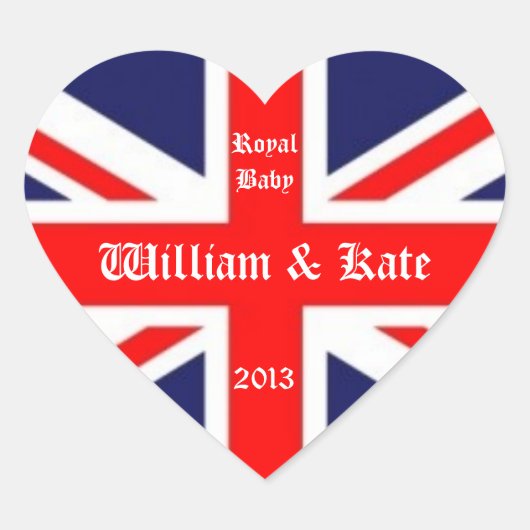 William & Kate/Royal Baby-Union Jack Hart Sticker (Voorkant)