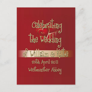 William & Kate Royal Wedding Collectibles Souvenir Briefkaart