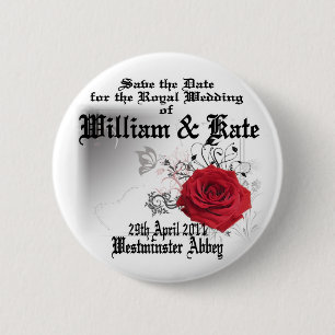 William & Kate Royal Wedding Collectibles Souvenir Ronde Button 5,7 Cm