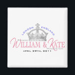 William & Kate Royal Wedding Magneet<br><div class="desc">Wedding souvenir voor de bruiloft van prins William en Kate Middleton die hun huwelijk op 29 april 2011 in Engeland viert. Een koninklijk kroon afbeelding van de Britse monarchie maakt geweldige souvenirs om een prachtige gelegenheid te herdenken!</div>