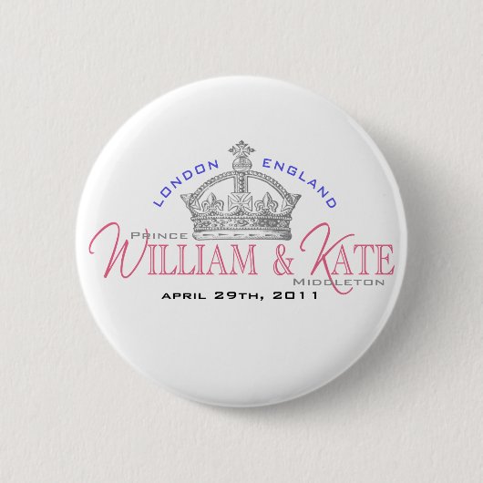 William & Kate Royal Wedding Ronde Button 5,7 Cm (Voorkant)