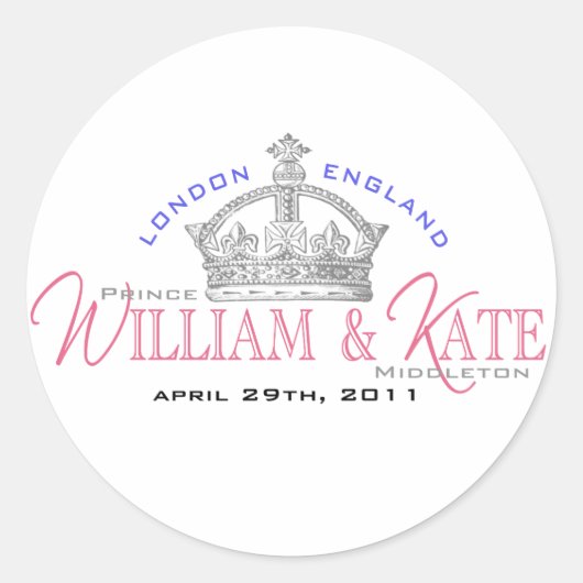 William & Kate Royal Wedding Ronde Sticker (Voorkant)