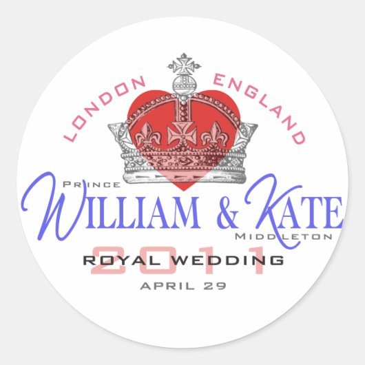 William & Kate Royal Wedding Ronde Sticker (Voorkant)