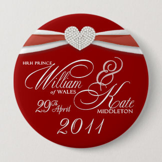 William & Kate - Royal Wedding Souvenir Pin Ronde Button 4,0 Cm