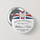William & Kate Wedding Mememorative Keepomwille Pi Ronde Button 5,7 Cm (Voorkant /achterkant)