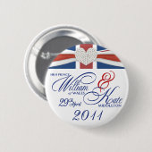 William & Kate Wedding Mememorative Keepomwille Pi Ronde Button 5,7 Cm (Voorkant /achterkant)