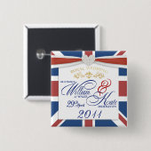 William & Kate Wedding Mememorative Keepomwille Pi Vierkante Button 5,1 Cm (Voorkant /achterkant)