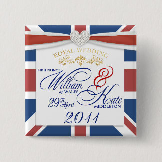 William & Kate Wedding Mememorative Keepomwille Pi Vierkante Button 5,1 Cm