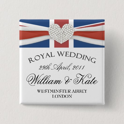 William & Kate Wedding Mememorative Keepomwille Pi Vierkante Button 5,1 Cm (Voorkant)