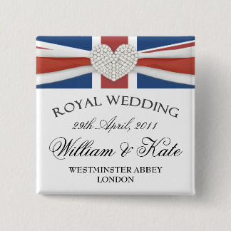 William & Kate Wedding Mememorative Keepomwille Pi Vierkante Button 5,1 Cm