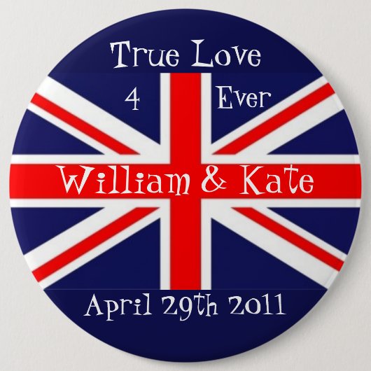 William & Kate-Wedding+Union Jack Ronde Button 6,0 Cm (Voorkant)