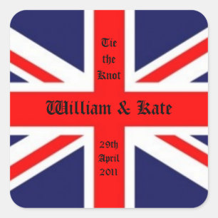 William & Kate Wedding-Union Jack Vierkante Sticker