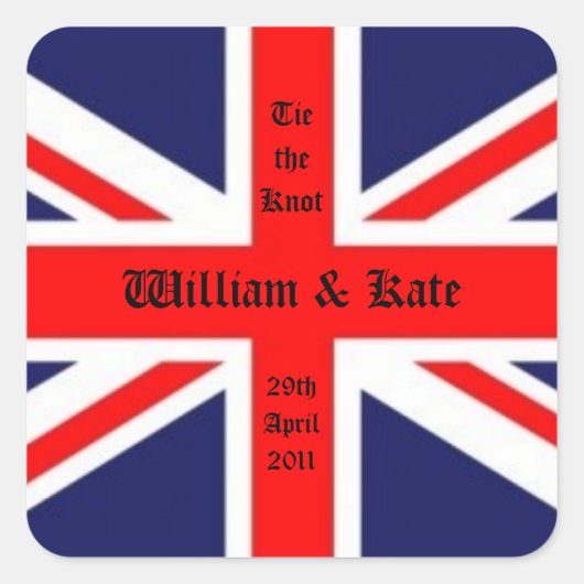 William & Kate Wedding-Union Jack Vierkante Sticker (Voorkant)