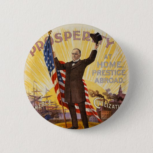 William McKinley Campaign Poster Gold Standard Ronde Button 5,7 Cm (Voorkant)