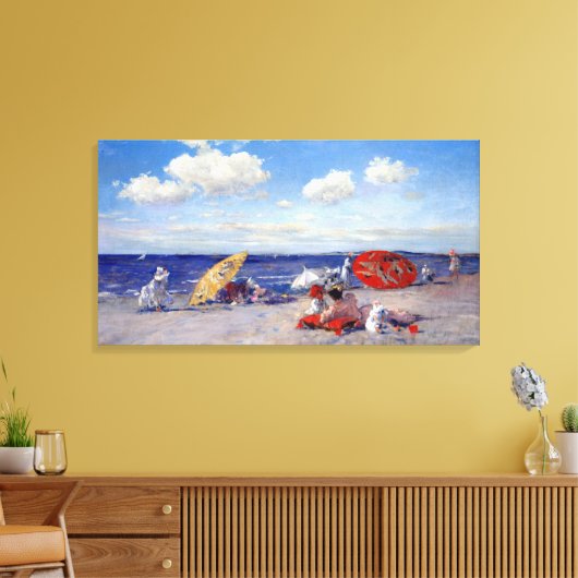 William Merritt Chase aan de kant van de zee Canvas Afdruk (Insitu (Woonkamer))