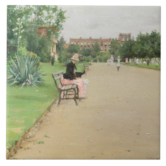 William Merritt Chase - een City Park Tegeltje (Voorkant)