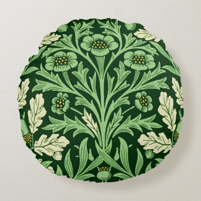 William Mirrors Acorns & Oak Leaves Spring Garden Rond Kussen (Voorkant)