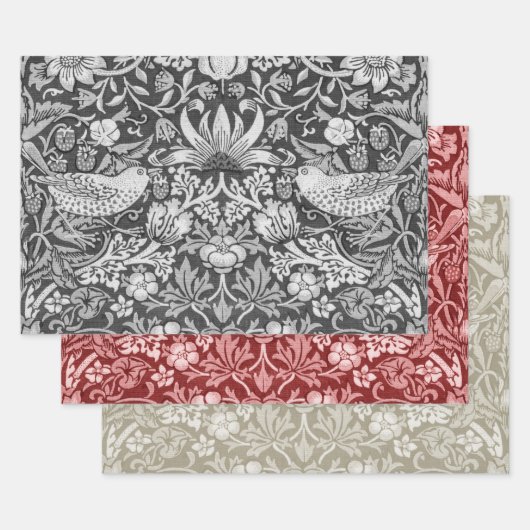 William Morris, Aardbeien Dief Monotone Wrapping Inpakpapier Vel (Set)