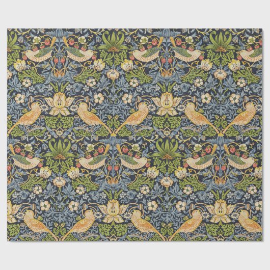 William Morris - Aardbeiendief Bloemenpatroon Cadeaupapier (Vlak)