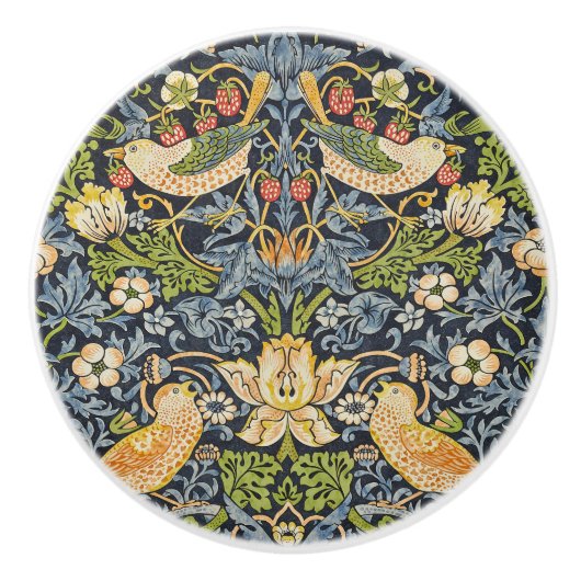 William Morris - Aardbeiendief Bloemenpatroon Keramische Knop (Voorkant)
