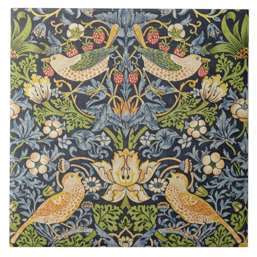 William Morris - Aardbeiendief Bloemenpatroon Tegeltje (Voorkant)