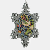 William Morris - Aardbeiendief Bloemenpatroon Tin Sneeuwvlok Ornament (Links)