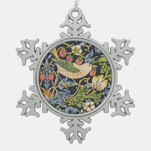 William Morris - Aardbeiendief Bloemenpatroon Tin Sneeuwvlok Ornament (Voorkant)