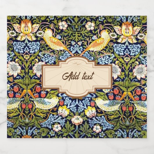 William Morris: aardbeiendief SJABLOON, Sparkling Wijnetiket (Enkel label)