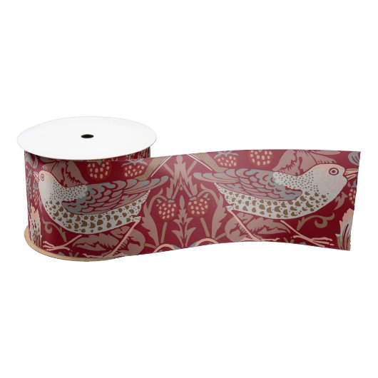 William Morris aardbery Thief Satin Ribbon Satijnen Lint (Spoel)