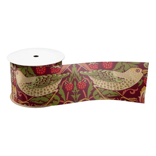 William Morris aardbery Thief Satin Ribbon Satijnen Lint (Spoel)