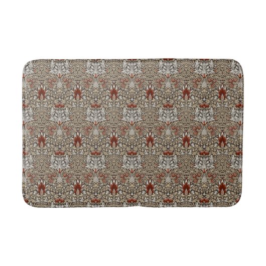 William Morris Aardse Bruine Bloemige Behang Badmat (Voorkant)